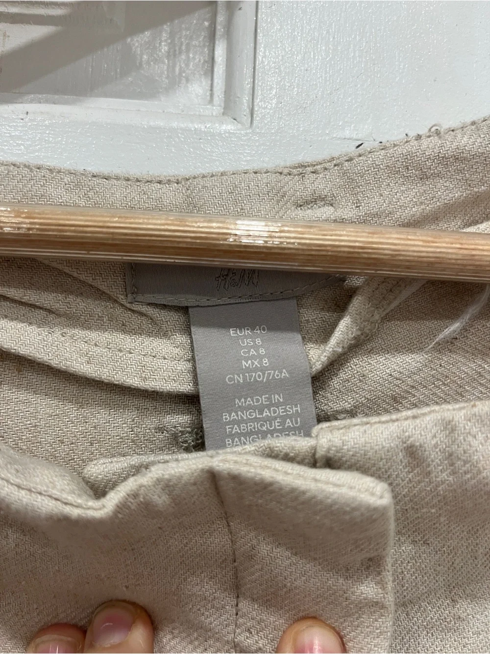 H&M Cream Wide-Leg Linen-Blend High Rise Pants